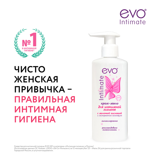 

Крем-мыло для интимной гигиены Evo Laboratoires Intimate с молочной кислотой и экстрактом календулы 200 мл
