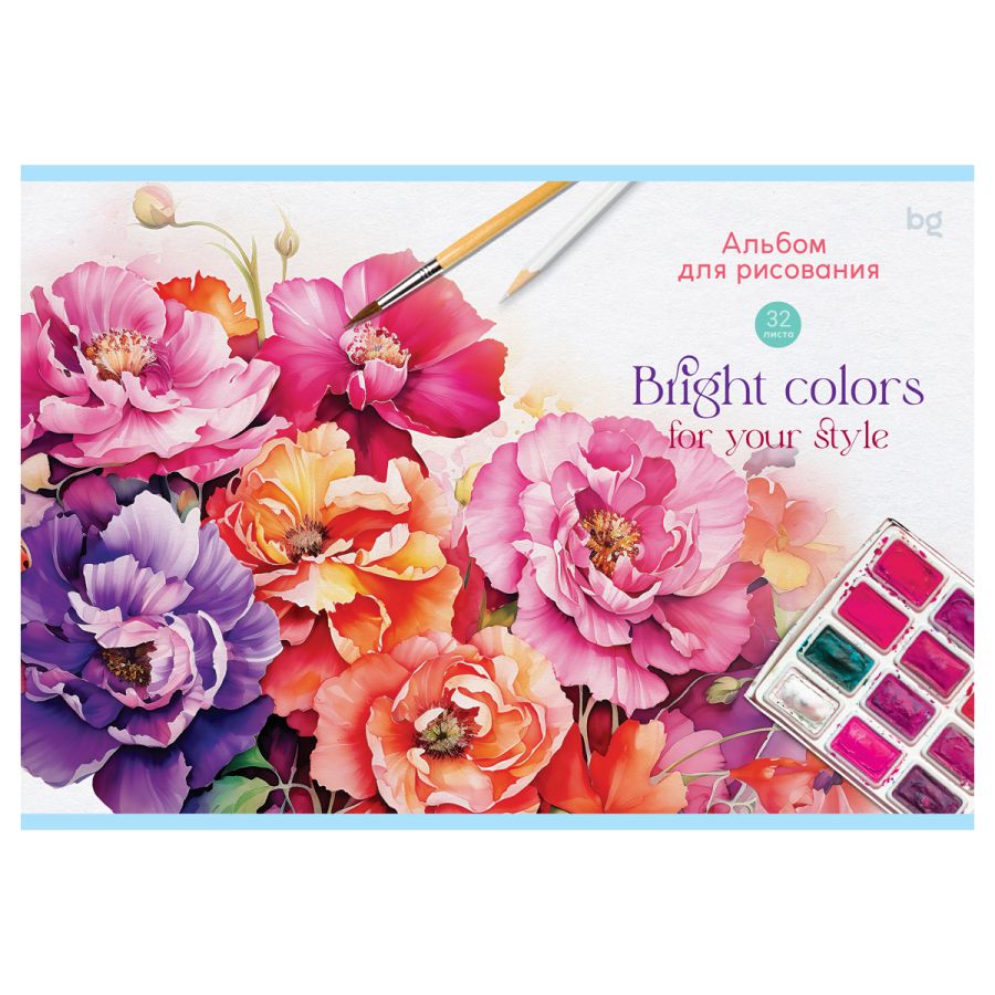 

Альбом для рисования BG Акварельные краски на спирали А4, 32 л, в ассортименте
