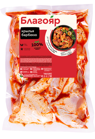 

Крылышки цыплят бройлеров Благояр барбекю в маринаде охлаждённые, вес