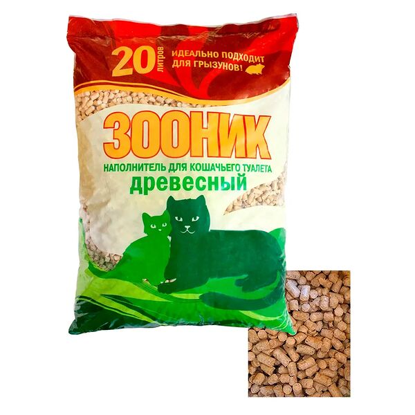 Наполнитель Зооник древесный для кошек 20 л