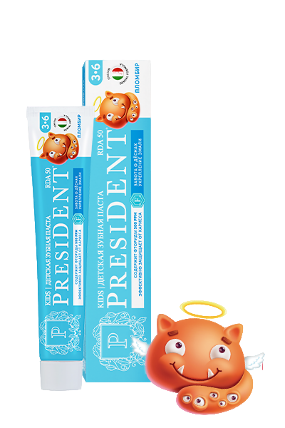 

Зубная паста детская President пломбир с 3 до 6 лет 70 г