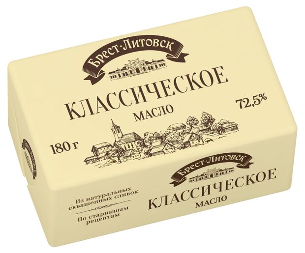 

Масло сливочное Брест-Литовск Классическое 72.5% 180 г