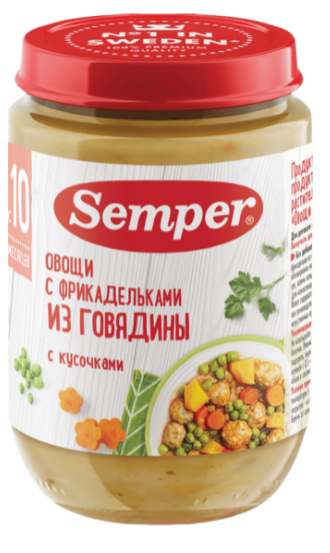 Пюре детское Semper с фрикадельками из говядины с овощами 190 г