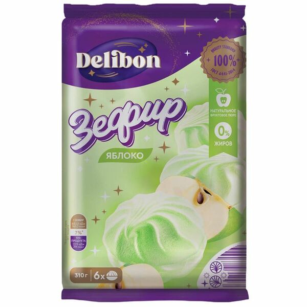 Зефир Delibon Яблоко с ароматом яблока/Клюква с ароматом клюквы 310г