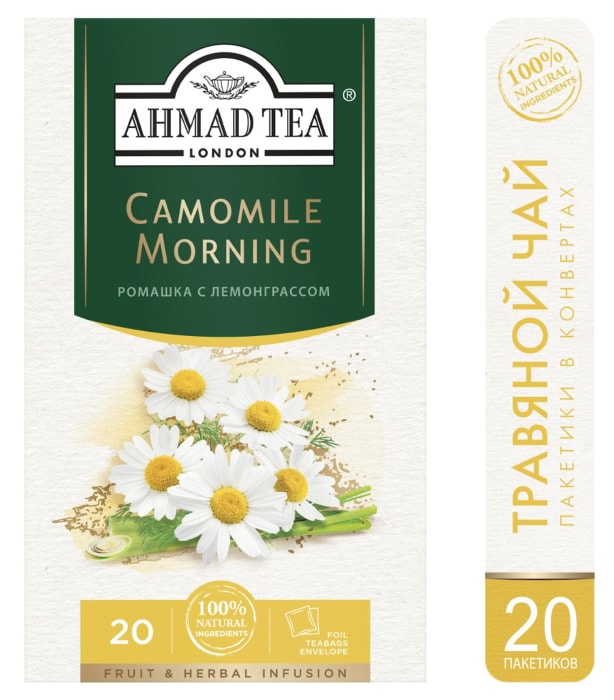 

Чай травяной Ahmad Tea Camomile Morning, 20 пакетиков × 1.5 г