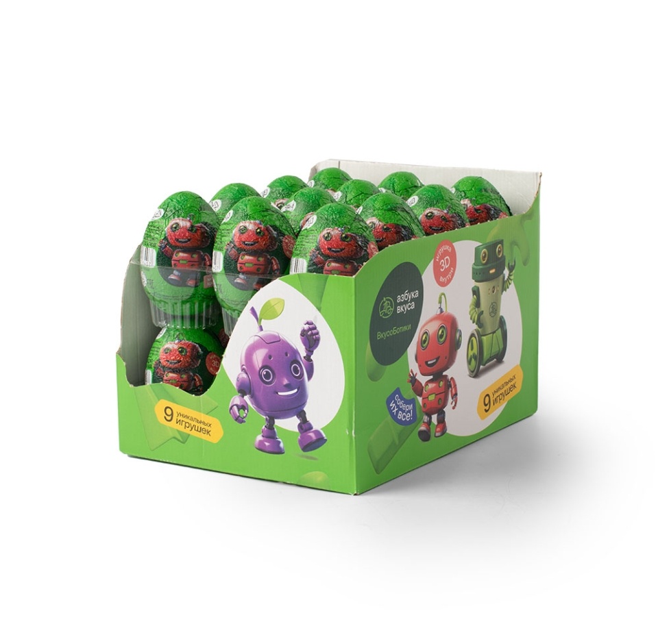 

Шоколадное яйцо с сюрпризом серия «Вкусоботики», «Азбука вкуса» 20 г, Россия