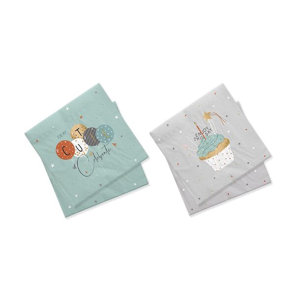 Салфетки бумажные Party 33х33 см 12 шт цветные, дизайн в ассортименте 