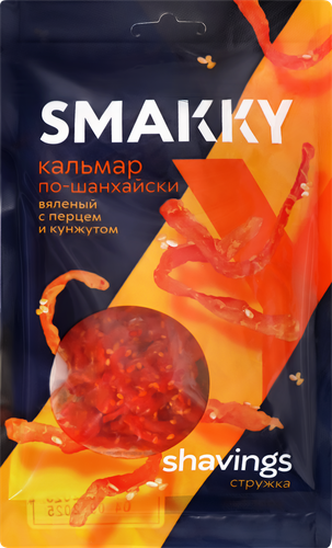 

Кальмар вяленый SMAKKY По-шанхайски, с перцем и кунжутом, стружка, 70г