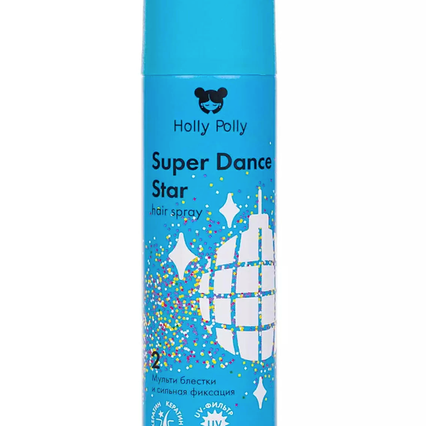 Лак для волос Holly Polly сильная фиксация с серебряными и золотыми блестками 150 мл