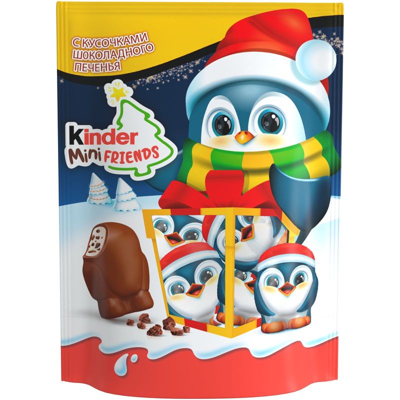 

Конфеты Kinder Mini Friends с молочной начинкой и кусочками печенья 122 г