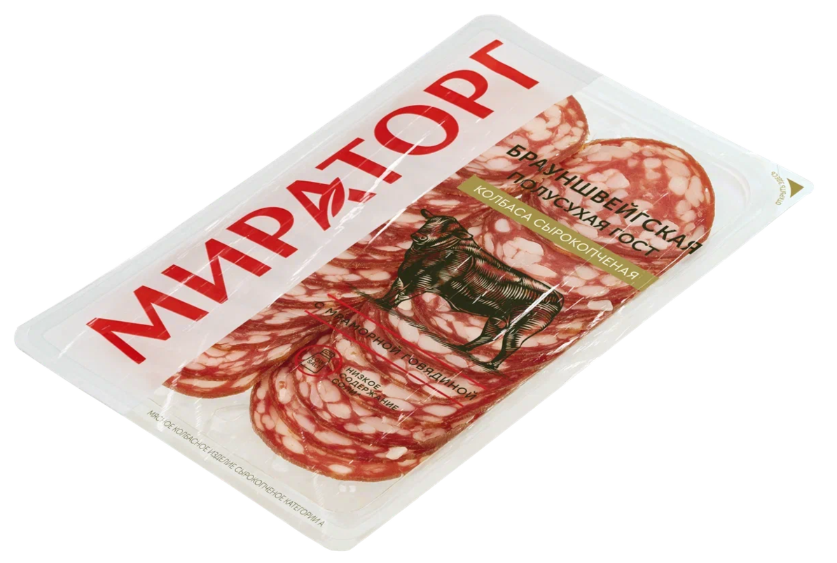 

Колбаса сырокопчёная Брауншвейгская Мираторг нарезка 100 г