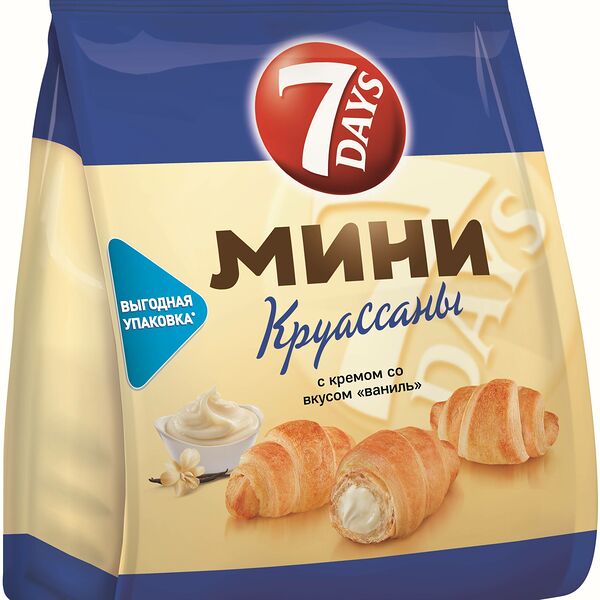 Мини круассаны 7 Days c кремом со вкусом ваниль 105 г