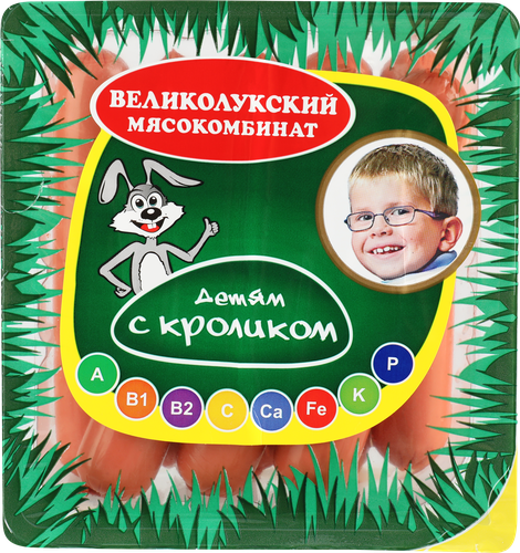 

Сосиски Великолукский Мясокомбинат детские с кроликом 330 г
