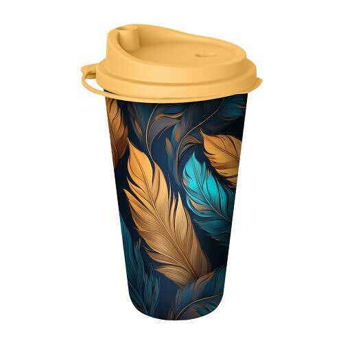 Стакан для горячих напитков Бытпласт с крышкой с декором 550 мл