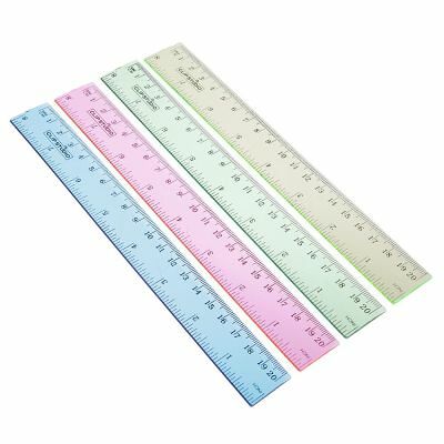 Линейка пластиковая 20см, прозрачная цветная в пакете, в ассортименте, 1 шт