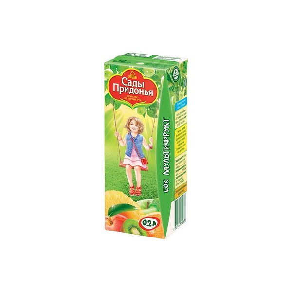 Сок мультифрукт - Мультифруктовый неосв., вост. вес 0.2 пакет 0,2л ДП с 12-ти мес. Сады Придонья