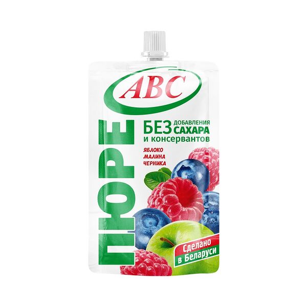 Пюре яблочно-малиново-черничное АВС Фруктовый микс дой пак 200г