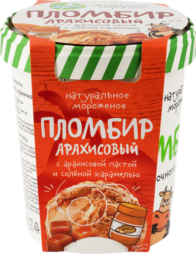 

Мороженое Купино Из молочного края пломбир арахисовый с соленой карамелью 16.6% 270 г
