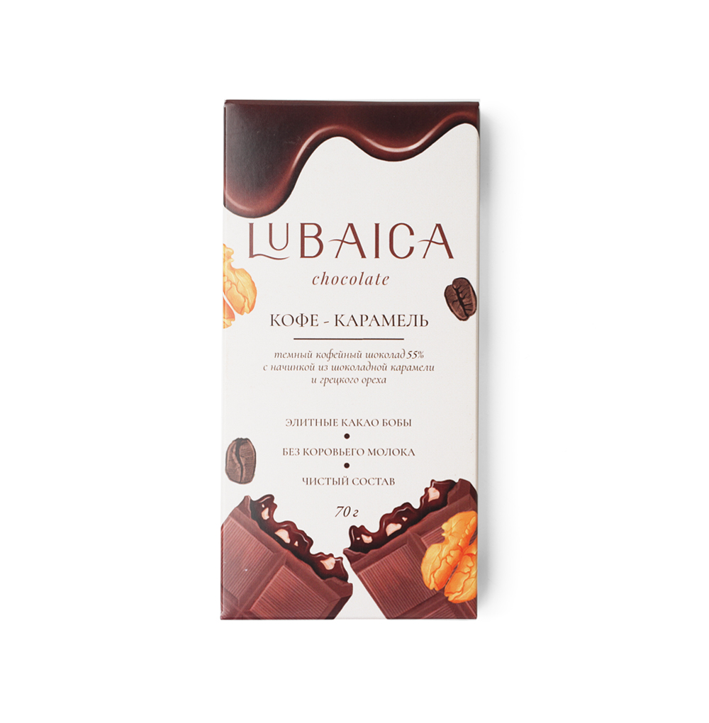 

Темный шоколад Lubaica 55% с начинкой Кофе-Карамель 70 г