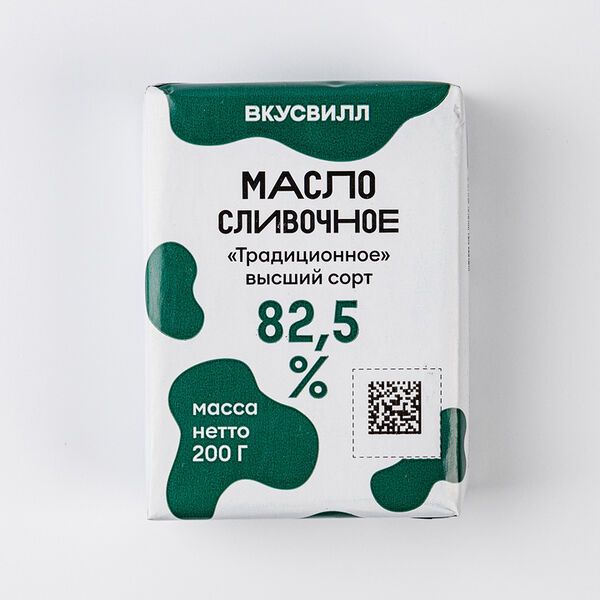 Масло Вкусвилл традиционное сливочное 82.5 % 200 г