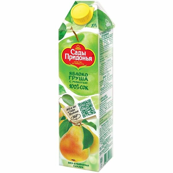 Сок Сады Придонья яблоко-груша с мякотью 1 л