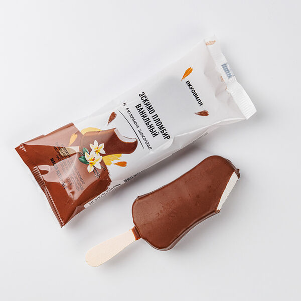 Эскимо пломбир Вкусвилл ванильный в молочном шоколаде 80 г