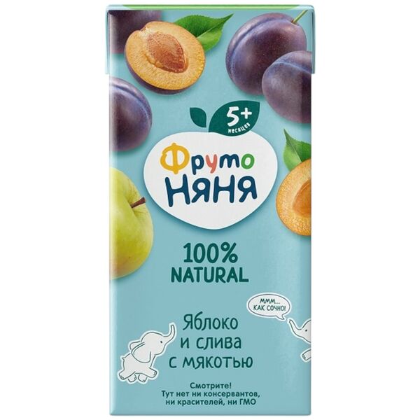 Нектар ФрутоНяня яблоко слива с мякотью 0,2л ДП