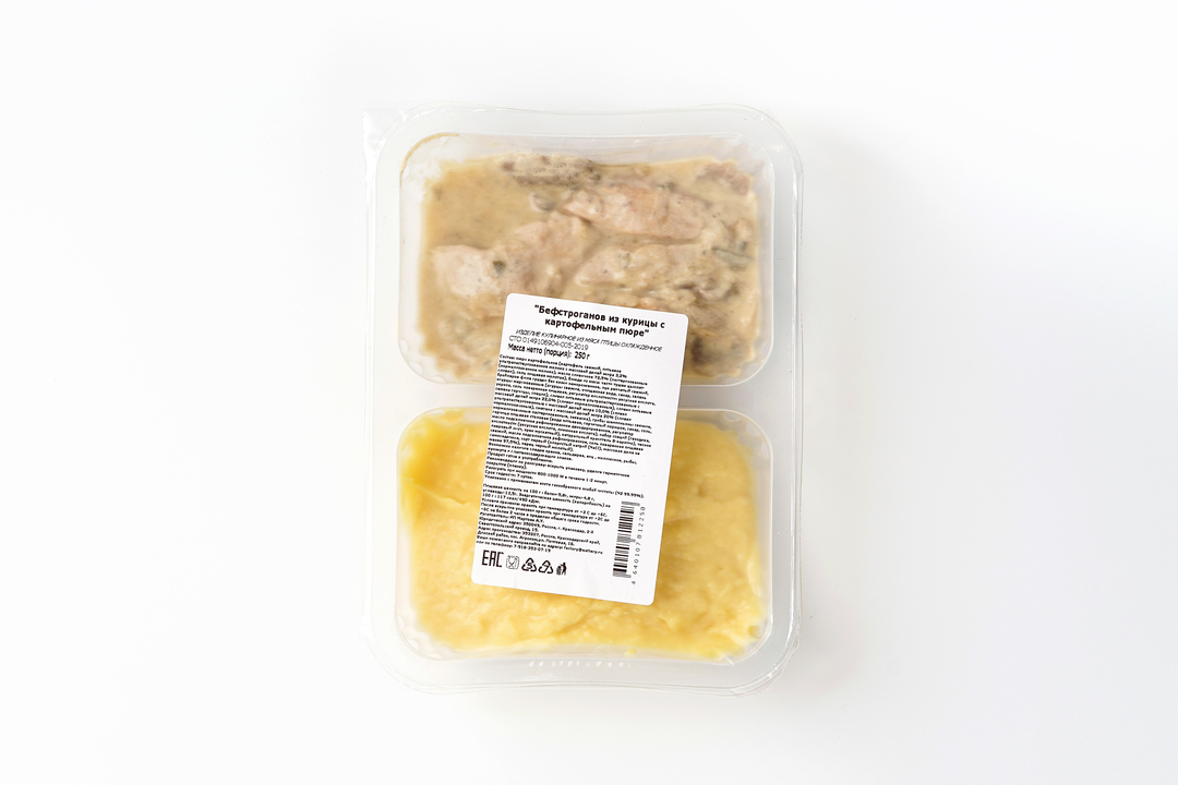

Бефстроганов из курицы с картофельным пюре ВкусВилл 250 г