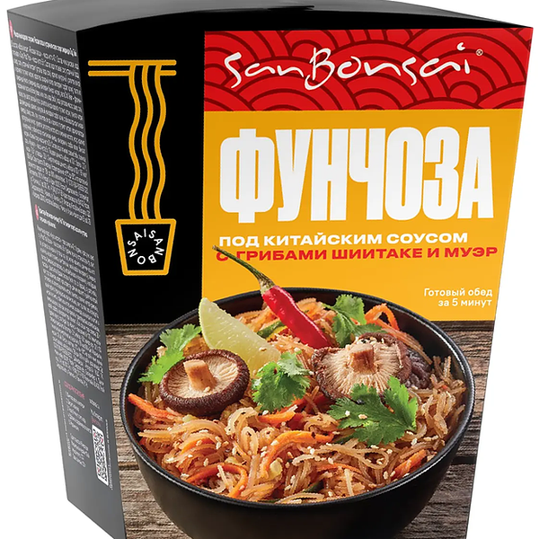 Вермишель SanBonsai фунчоза под китайским соусом с грибами шиитаке и муэр 120 г