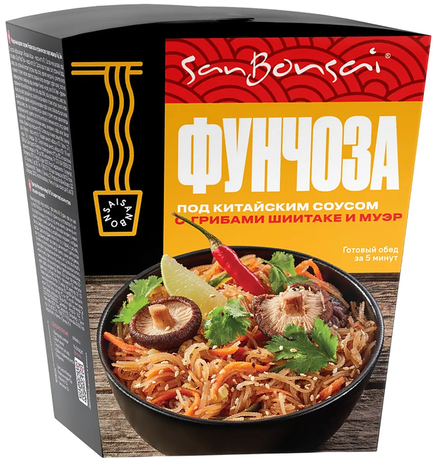 

Вермишель SanBonsai фунчоза под китайским соусом с грибами шиитаке и муэр 120 г