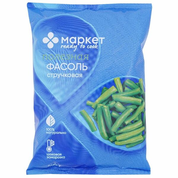 Фасоль стручковая резаная быстрозамороженная Маркет Перекрёсток 400 г