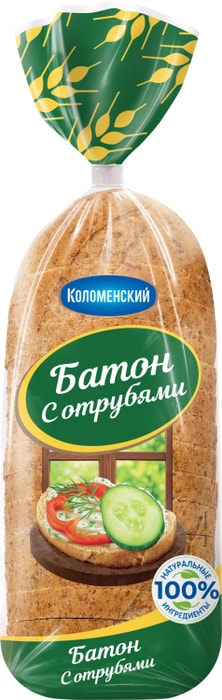 

Батон Коломенское с отрубями нарезка 300 г