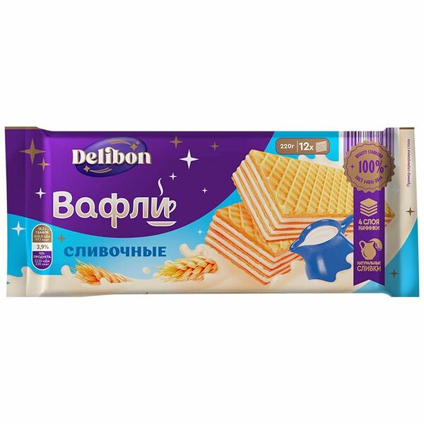 Вафли Delibon Сливочные Традиционные 220г