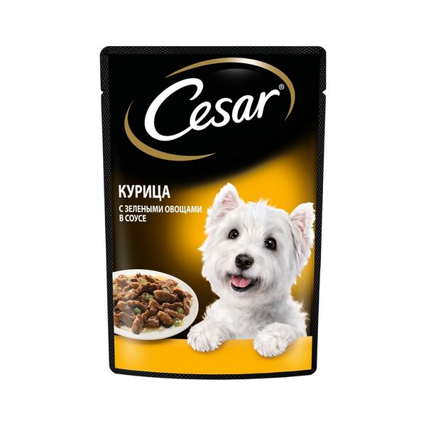 Корм консерв Cesar Курица с зелеными овощами полнорацион для взросл собак всех пород с курицей и зелеными овощами в соусе 85г