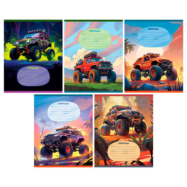 Тетрадь Bg Оff-road ученическая крупная клетка 12 л, 1 шт, в ассортименте