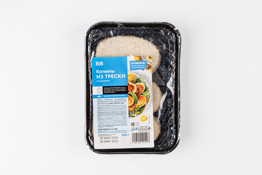 

Котлеты Вкусвилл из трески охлажденные 300 г