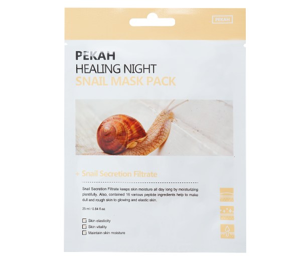 Маска для лица Pekah Healing Night Восстанавливающая с муцином улитки 25 мл