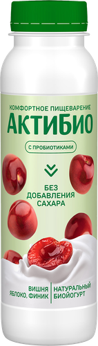 

Биойогурт питьевой АктиБио Комфортное пищеварение яблоко вишня финик 1.5% 260 г