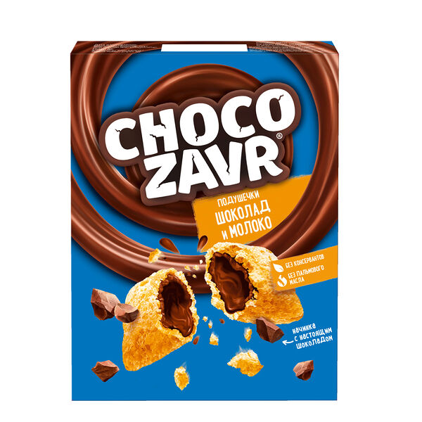 Готовый завтрак Chocozavr Хрустящие подушечки с нежной шоколадно-молочной начинкой 220 г