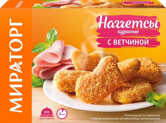 

Наггетсы Мираторг куриные с ветчиной 300 г