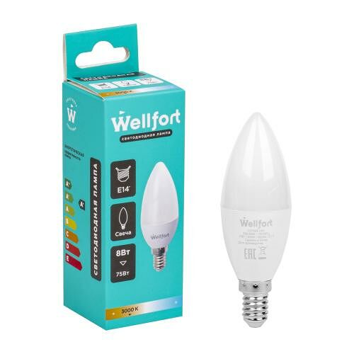 Лампа Wellfort светодиодная свеча 10Вт Е14 тёплый