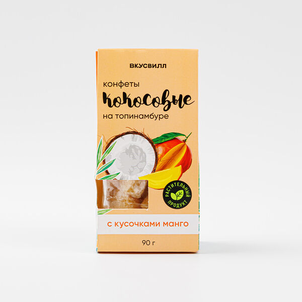 Конфеты кокосовые с кусочками манго 90 г
