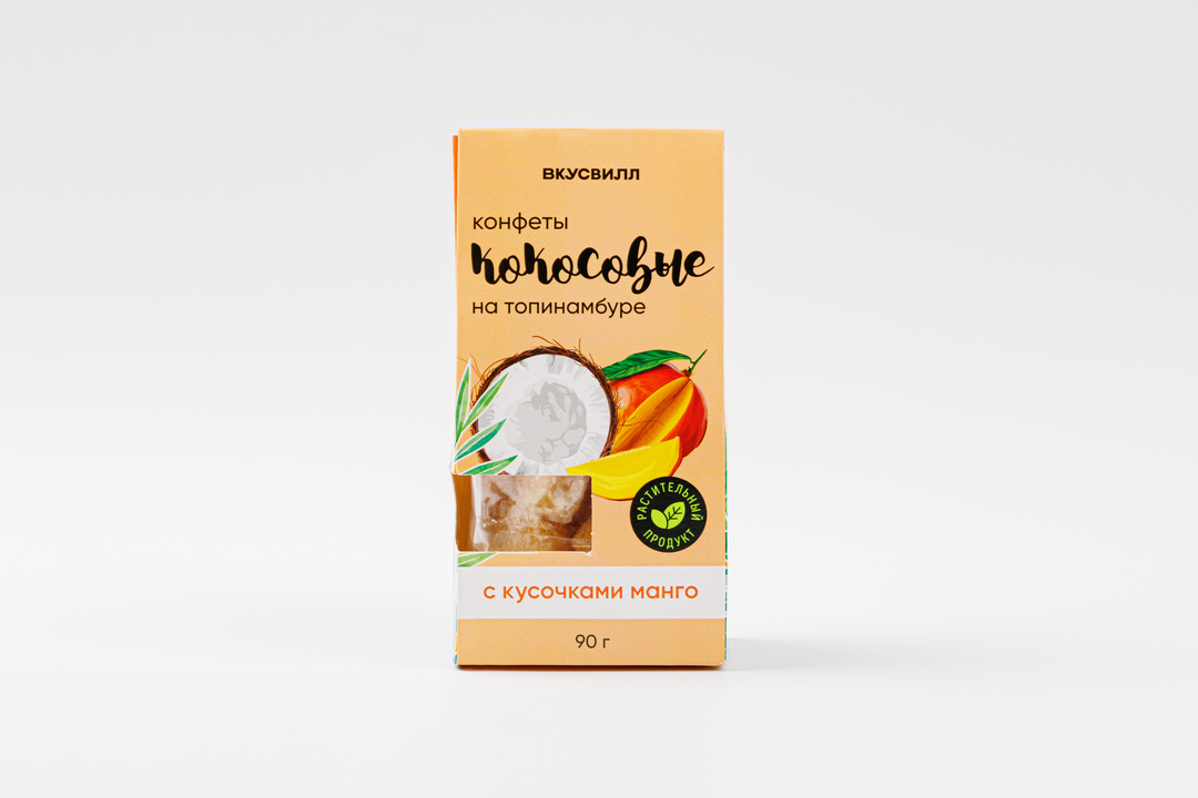

Конфеты кокосовые с кусочками манго 90 г