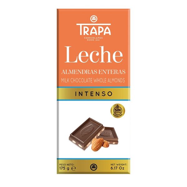 Шоколад Trapa молочный с цельным миндалем 175 г