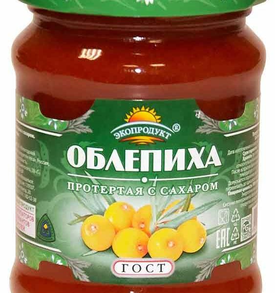 Протертая облепиха Экопродукт с сахаром 320 г