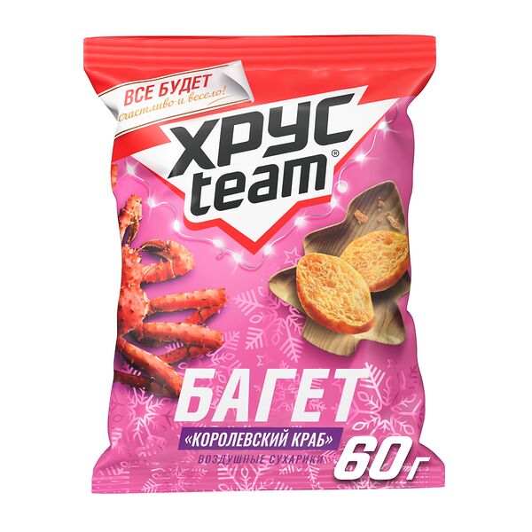 Сухарики ХрусTeam Багет Королевский краб 60 г