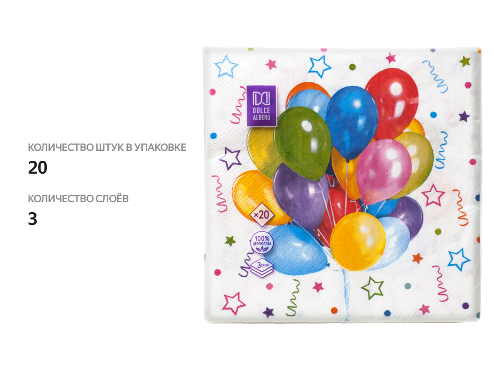 

Салфетки Art Bouquet бумажные веселый праздник 33х33 см 3 слоя 20 шт.