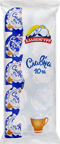 Сливки Альпенгурт 10% порционные 10 шт. 100 мл 