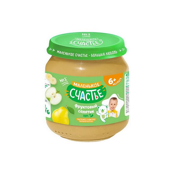 Пюре фруктовый салатик из банана груш и яблок 90г ДП Маленькое счастье