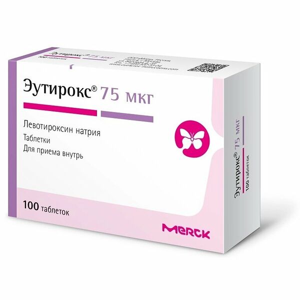 Эутирокс таблетки 75 мкг 100 шт